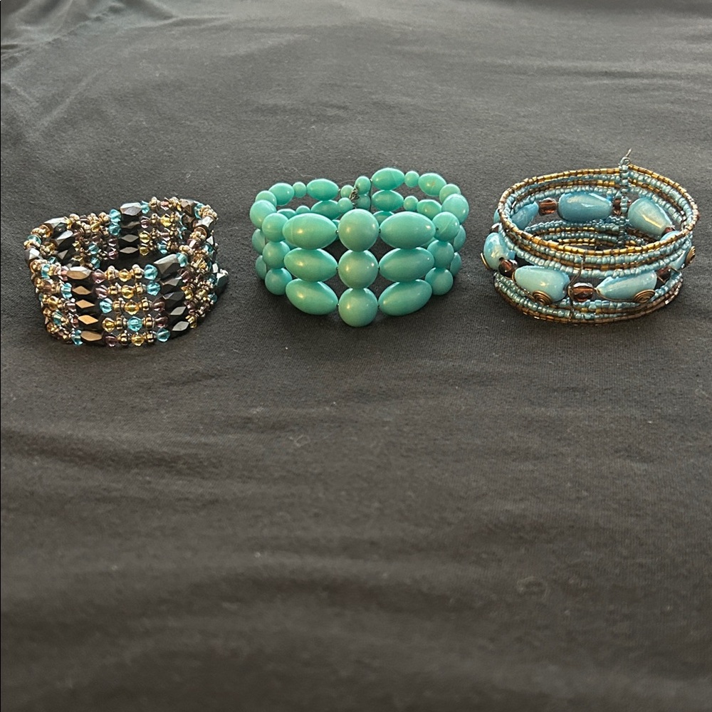 Turquoise and Brown Beaded Bracelet Set